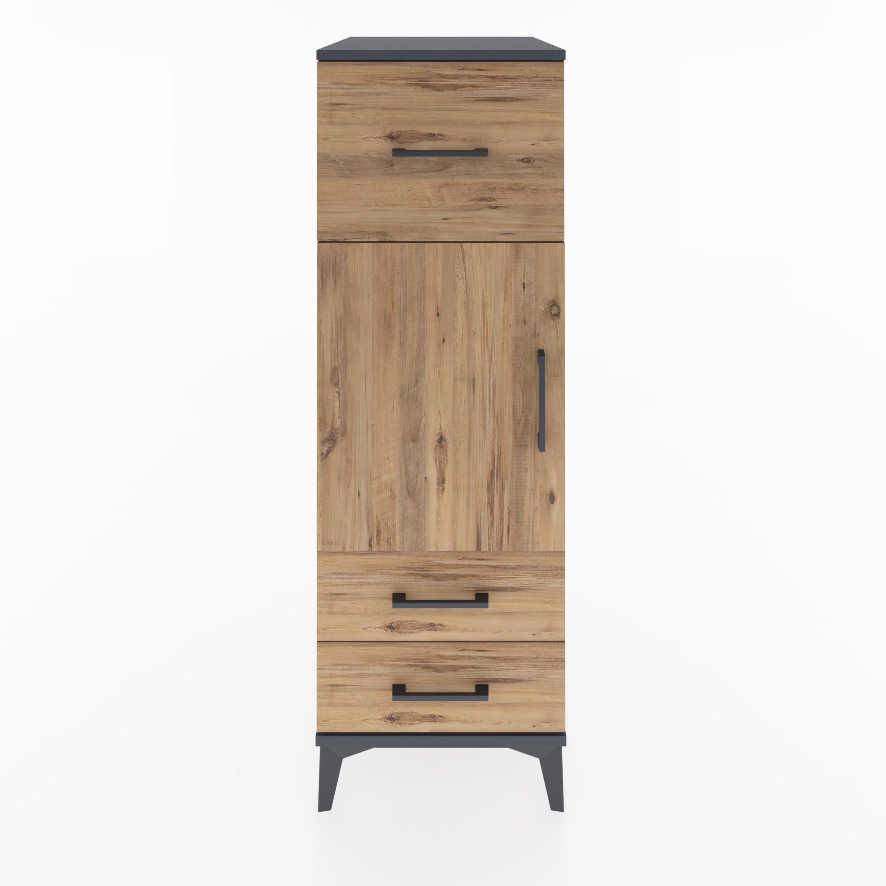 Woodntry Modular Cabinet Anthracite 44x30x122 cm with Doors and Drawers KC26-2