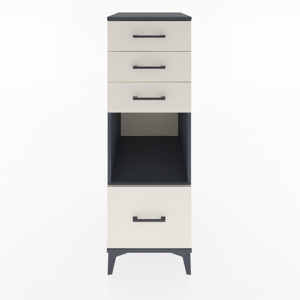 Woodntry Modüler Dolap Antrasit 44x30x122 cm Çekmeceli ve Raflı CR76-2