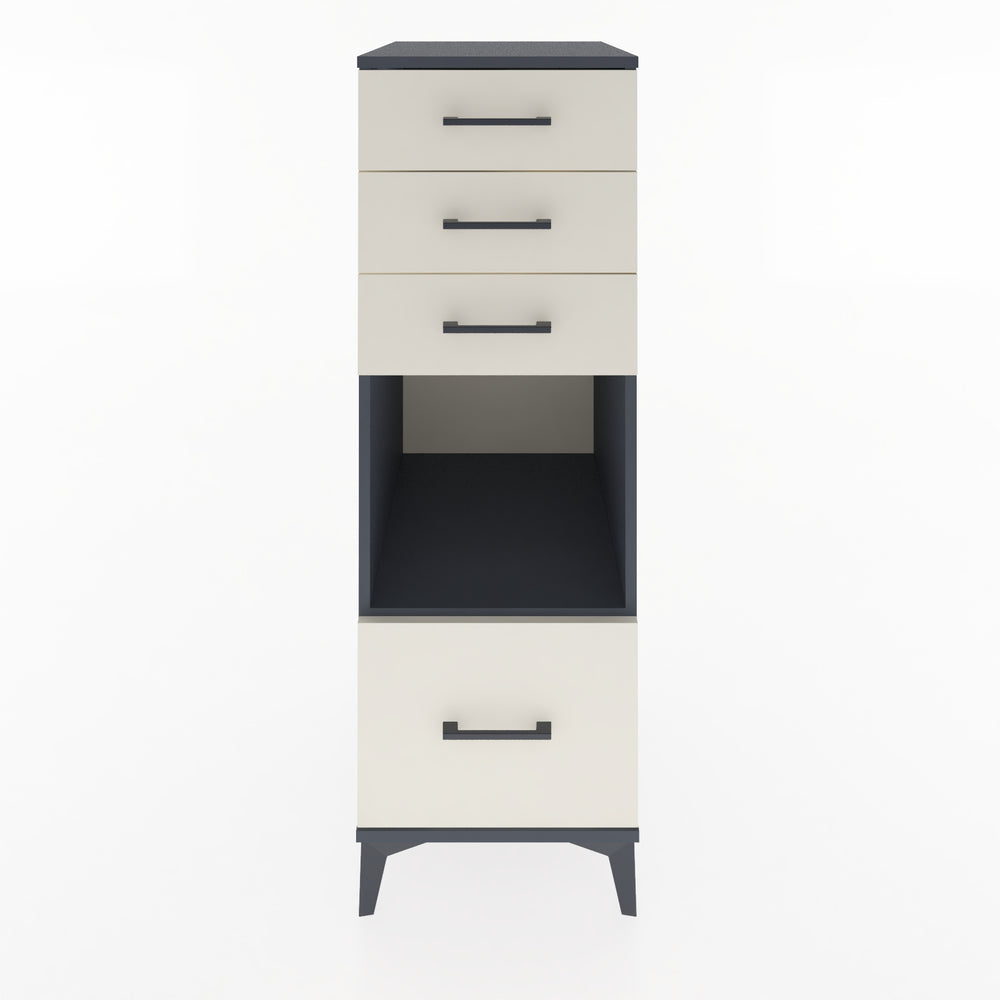 Woodntry Modüler Dolap Antrasit 44x59x122 cm Çekmeceli ve Raflı CR76-2