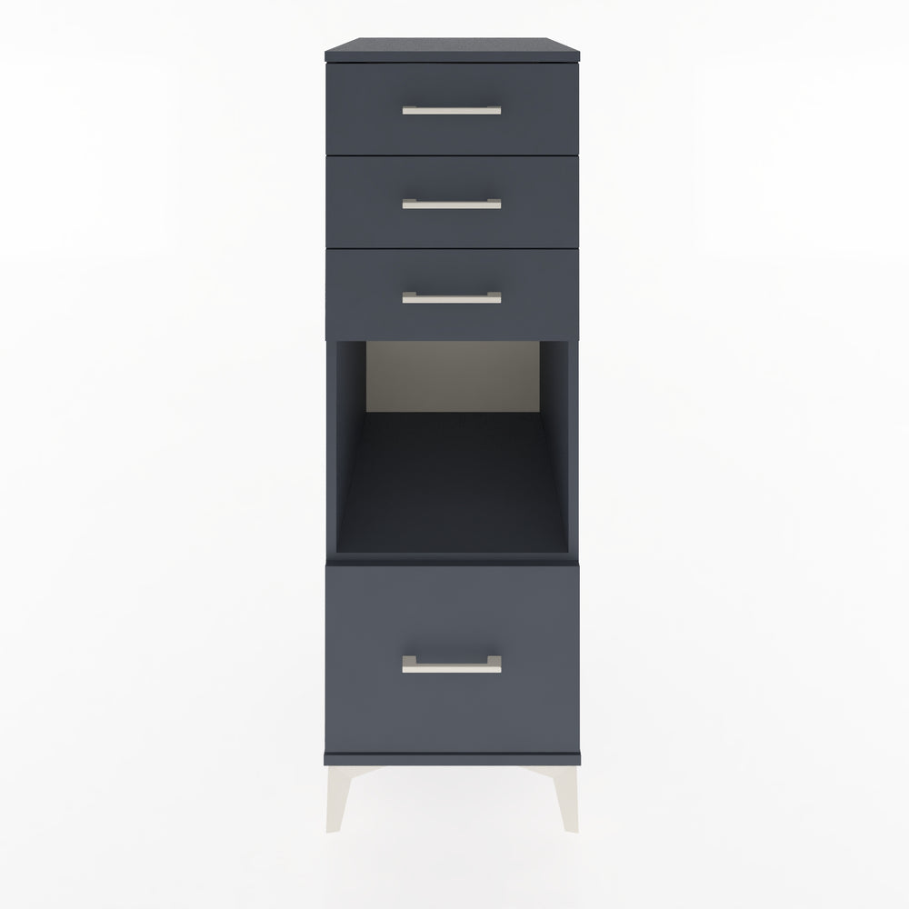 Woodntry Modüler Dolap Antrasit 44x59x122 cm Çekmeceli ve Raflı CR76-2