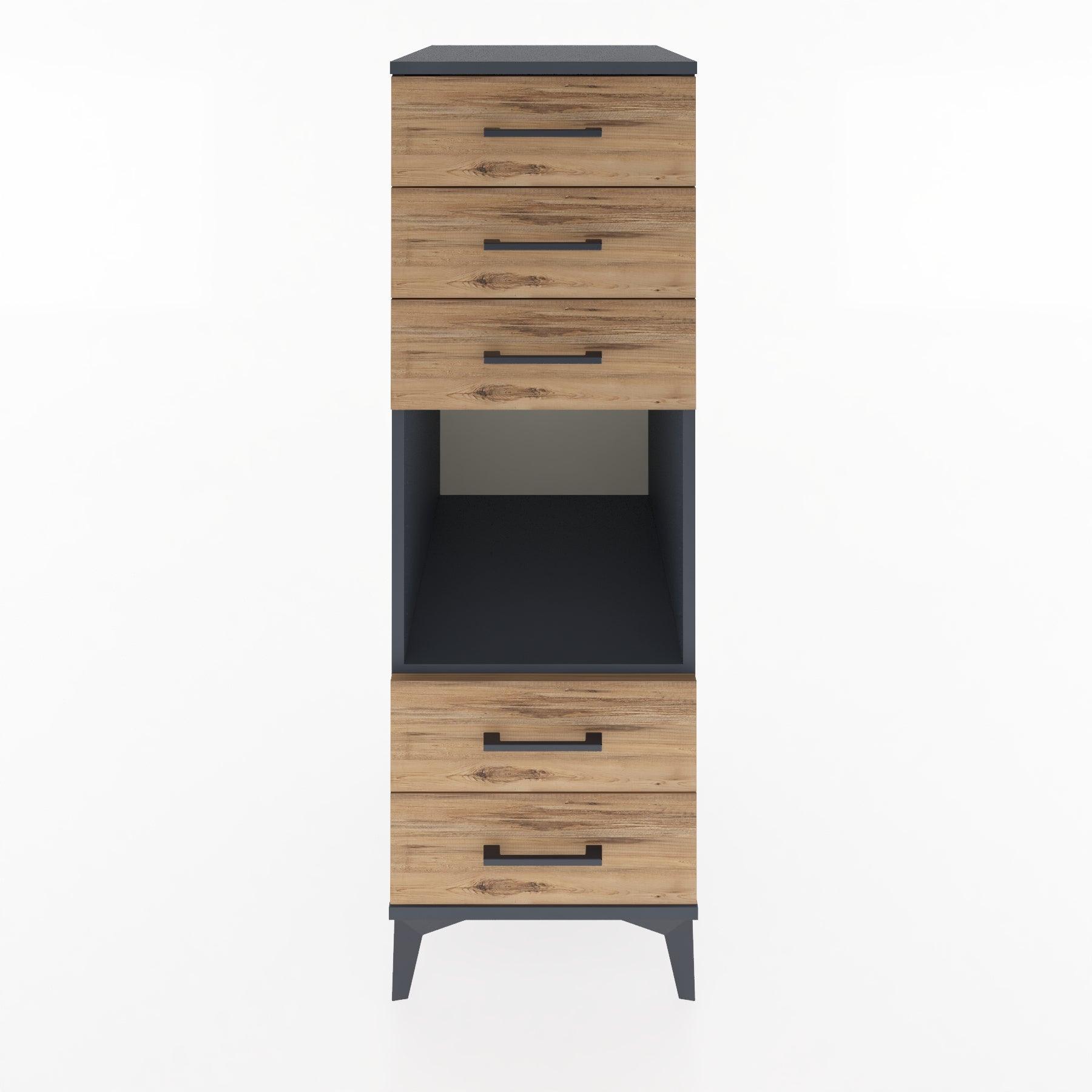 Woodntry Modular Cabinet Anthracite 44x59x122 cm with Drawers and Shelves CR127-2
