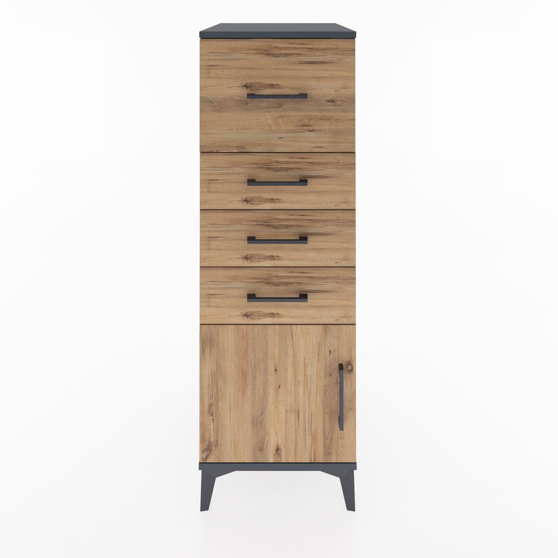Woodntry Modular Cabinet Anthracite 44x30x122 cm with Doors and Drawers KC27-2