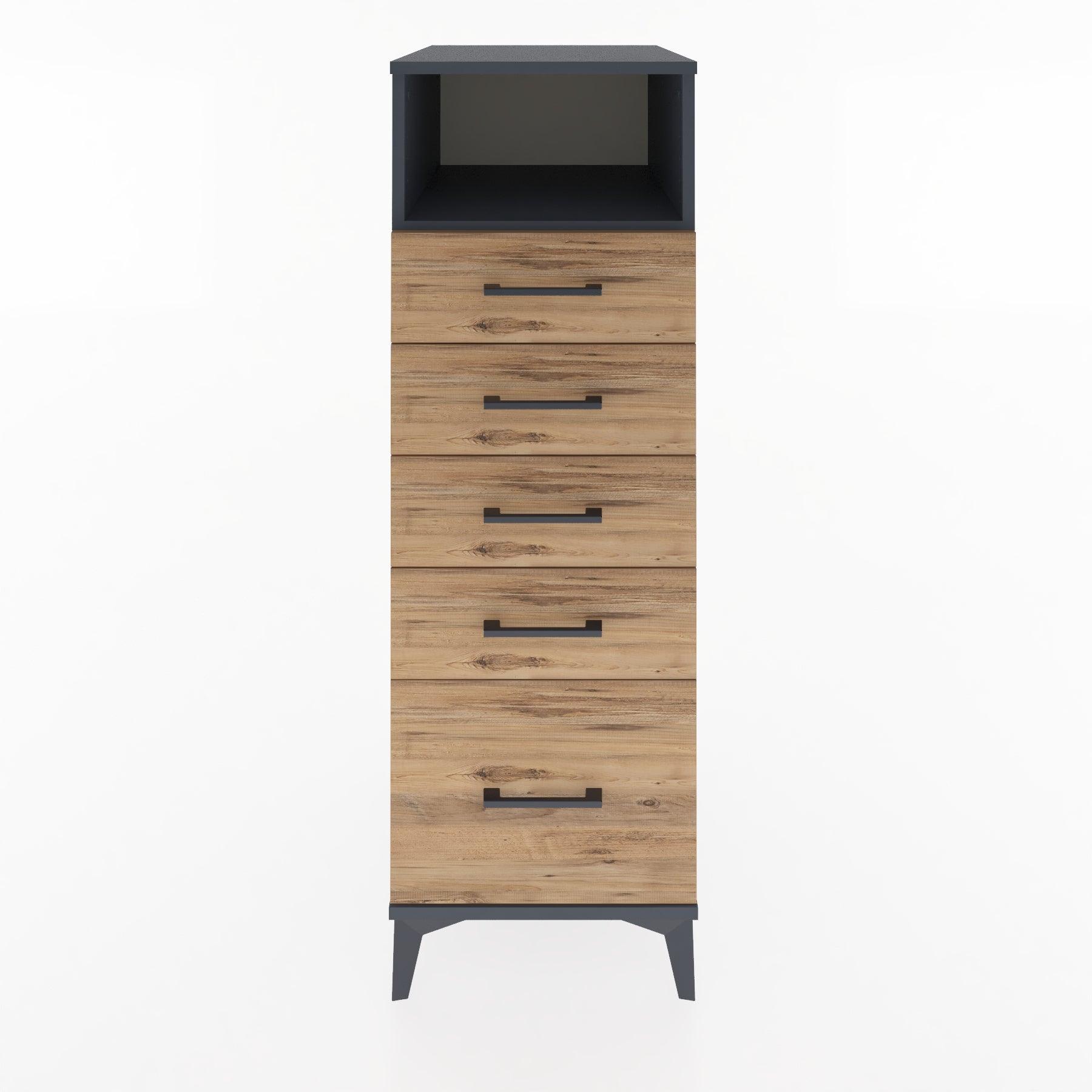 Woodntry Modular Cabinet Anthracite 44x30x122 cm with Drawers and Shelves CR77-2