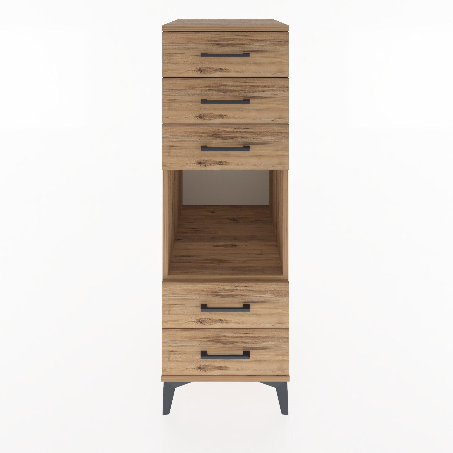 Woodntry Modüler Dolap Çam 44x30x122 cm Çekmeceli ve Raflı CR127-3