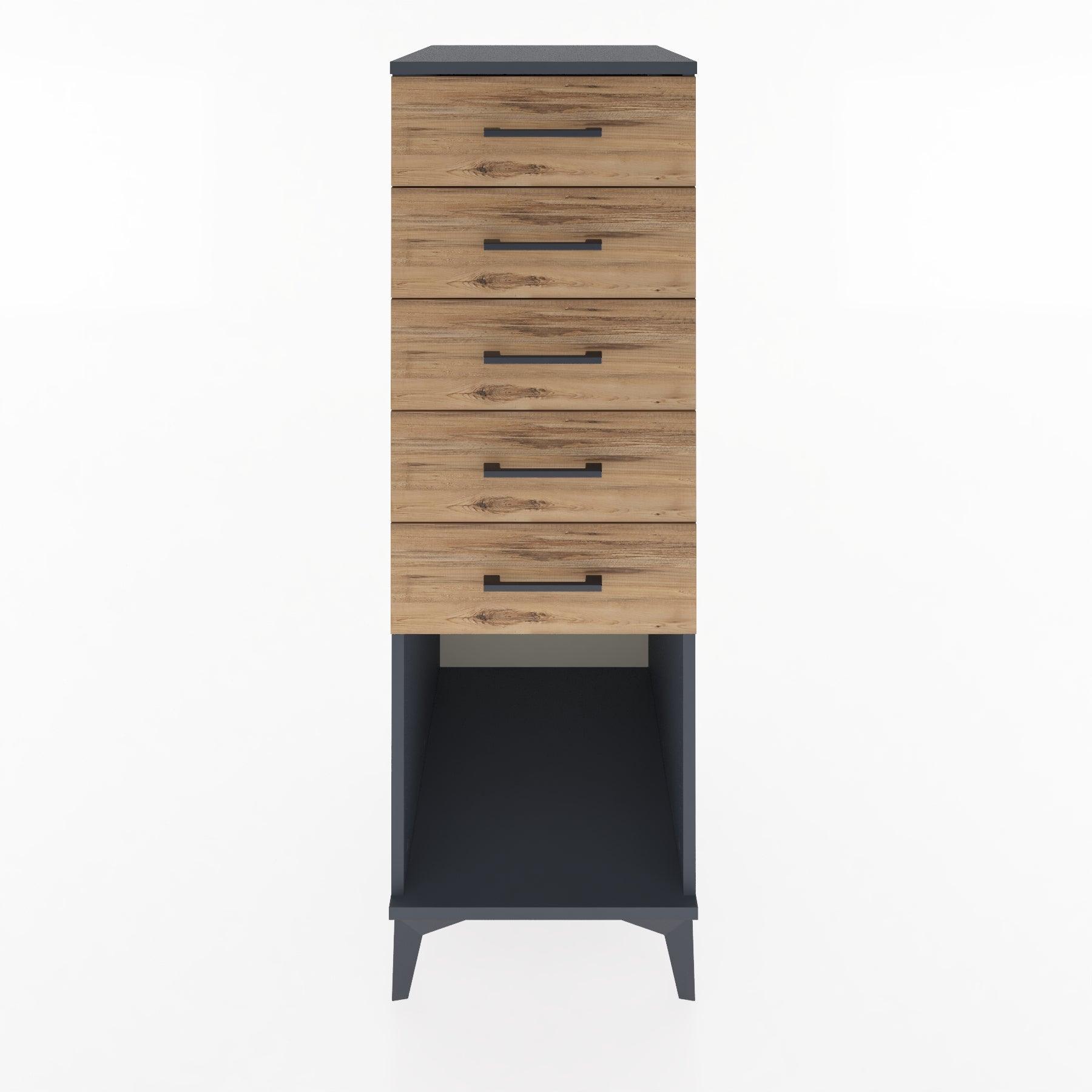 Woodntry Modular Cabinet Anthracite 44x59x122 cm with Drawers and Shelves CR128-2