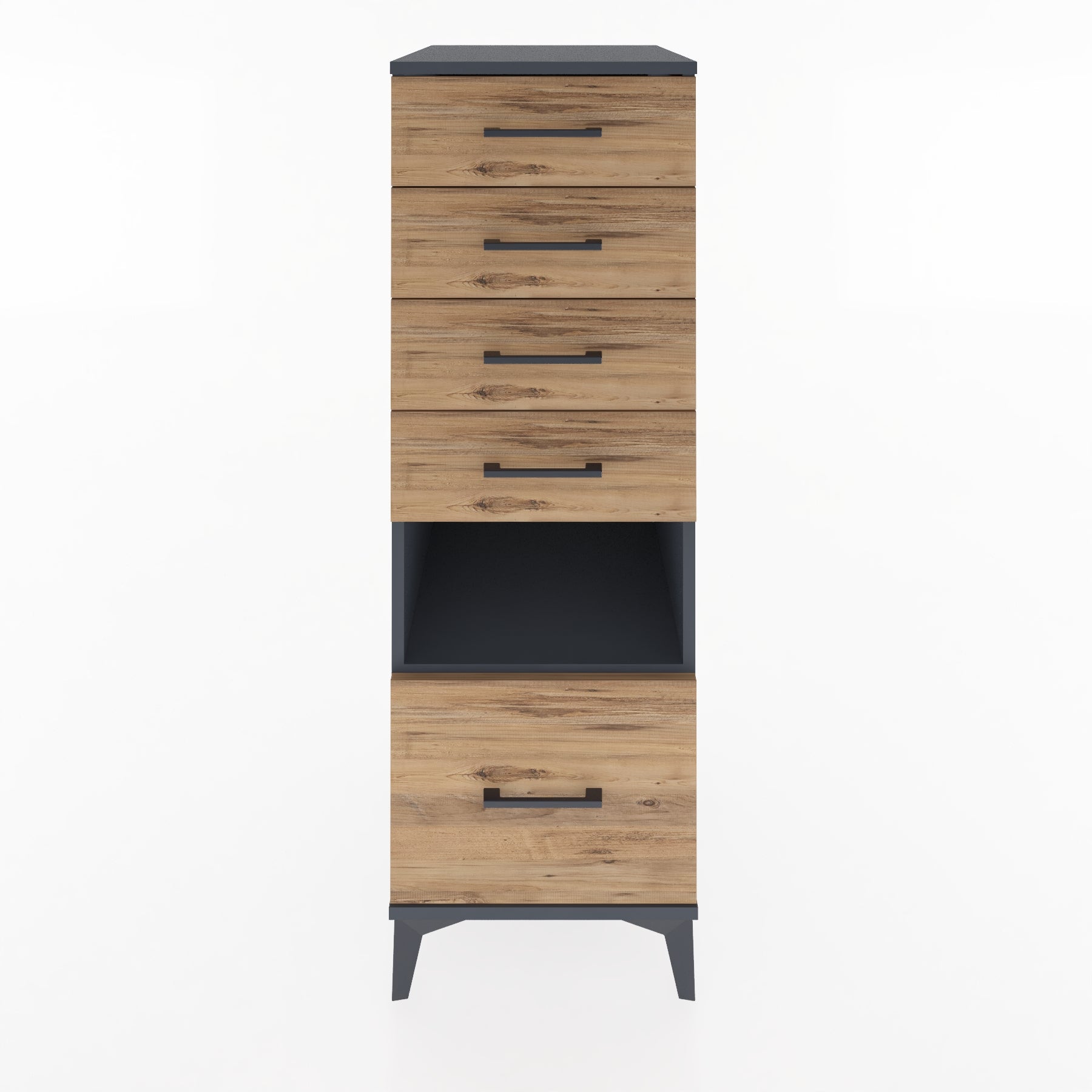 Woodntry Modular Cabinet Anthracite 44x59x122 cm with Drawers and Shelves CR78-2