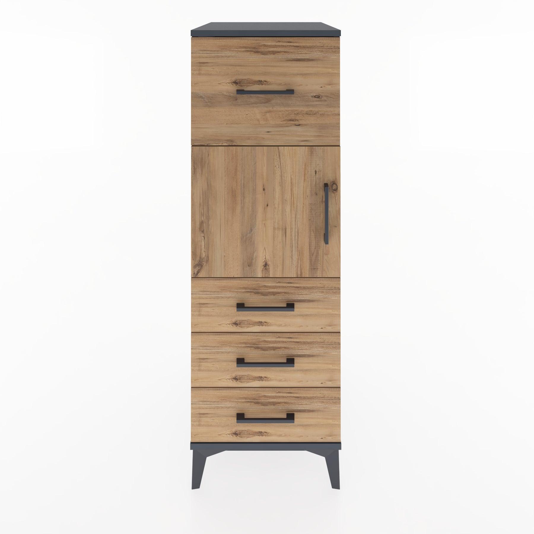 Woodntry Modular Cabinet Anthracite 44x30x122 cm with Doors and Drawers KC28-2