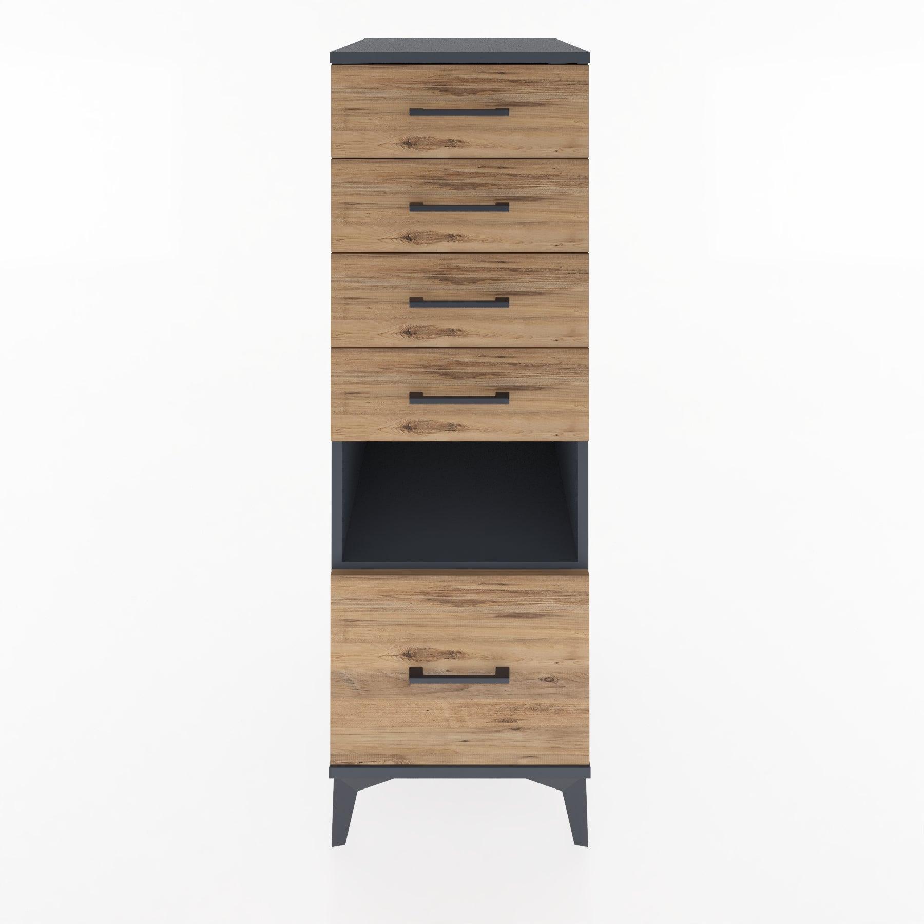 Woodntry Modular Cabinet Anthracite 44x30x122 cm with Drawers and Shelves CR78-2