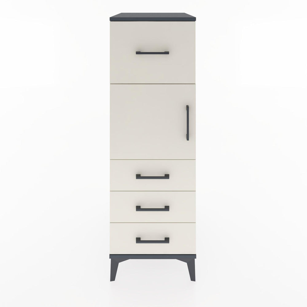 Woodntry Modüler Dolap Antrasit 44x30x122 cm Kapaklı ve Çekmeceli KC28-2