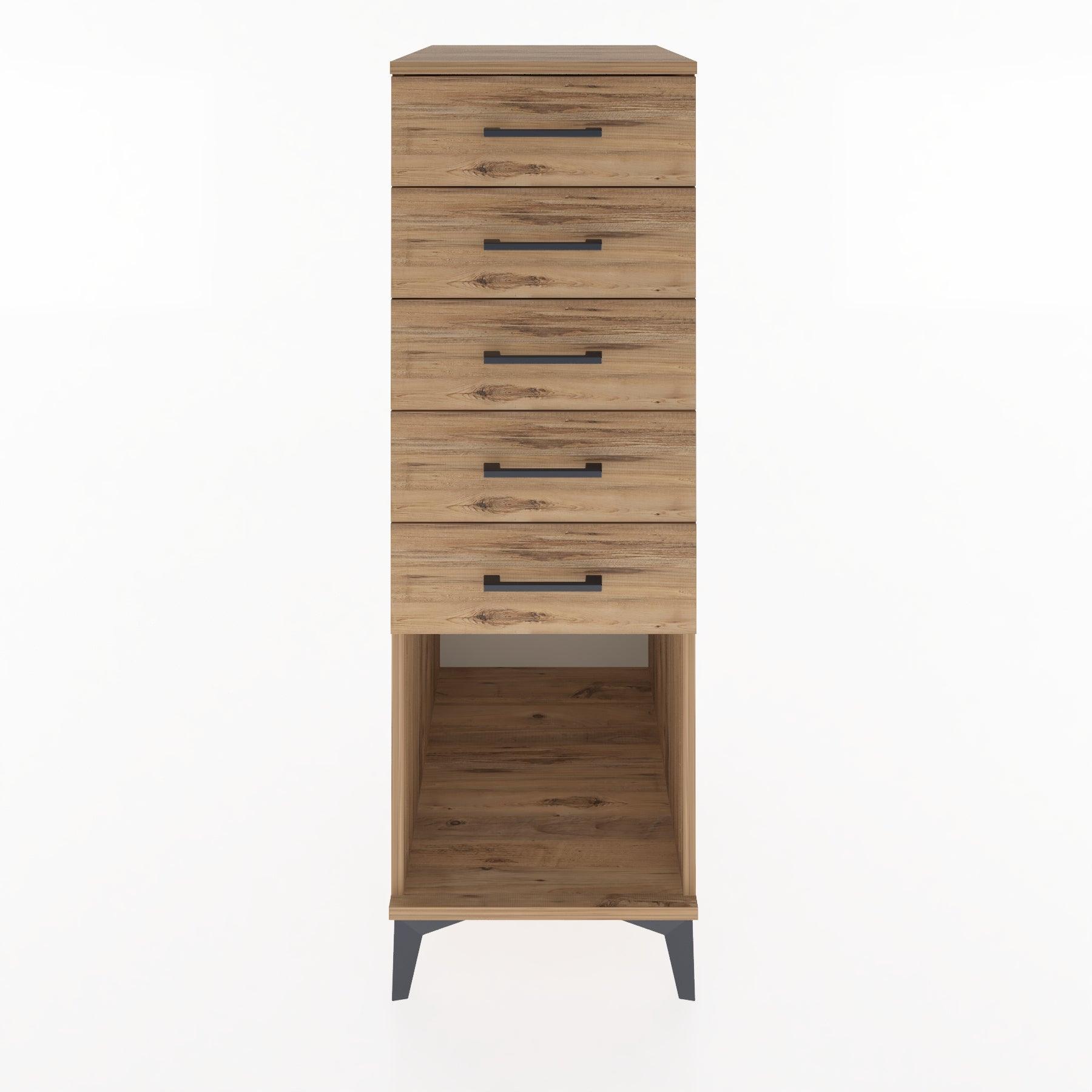 Woodntry Modüler Dolap Çam 44x30x122 cm Çekmeceli ve Raflı CR128-3