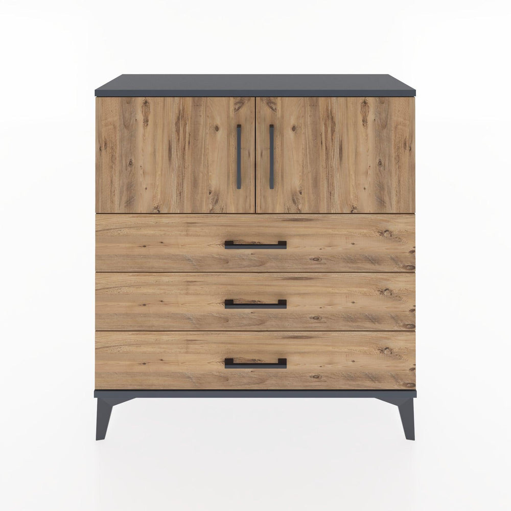 Woodntry Modüler Şifonyer Antrasit 88x30x84 cm Kapaklı ve Çekmeceli KC29-2