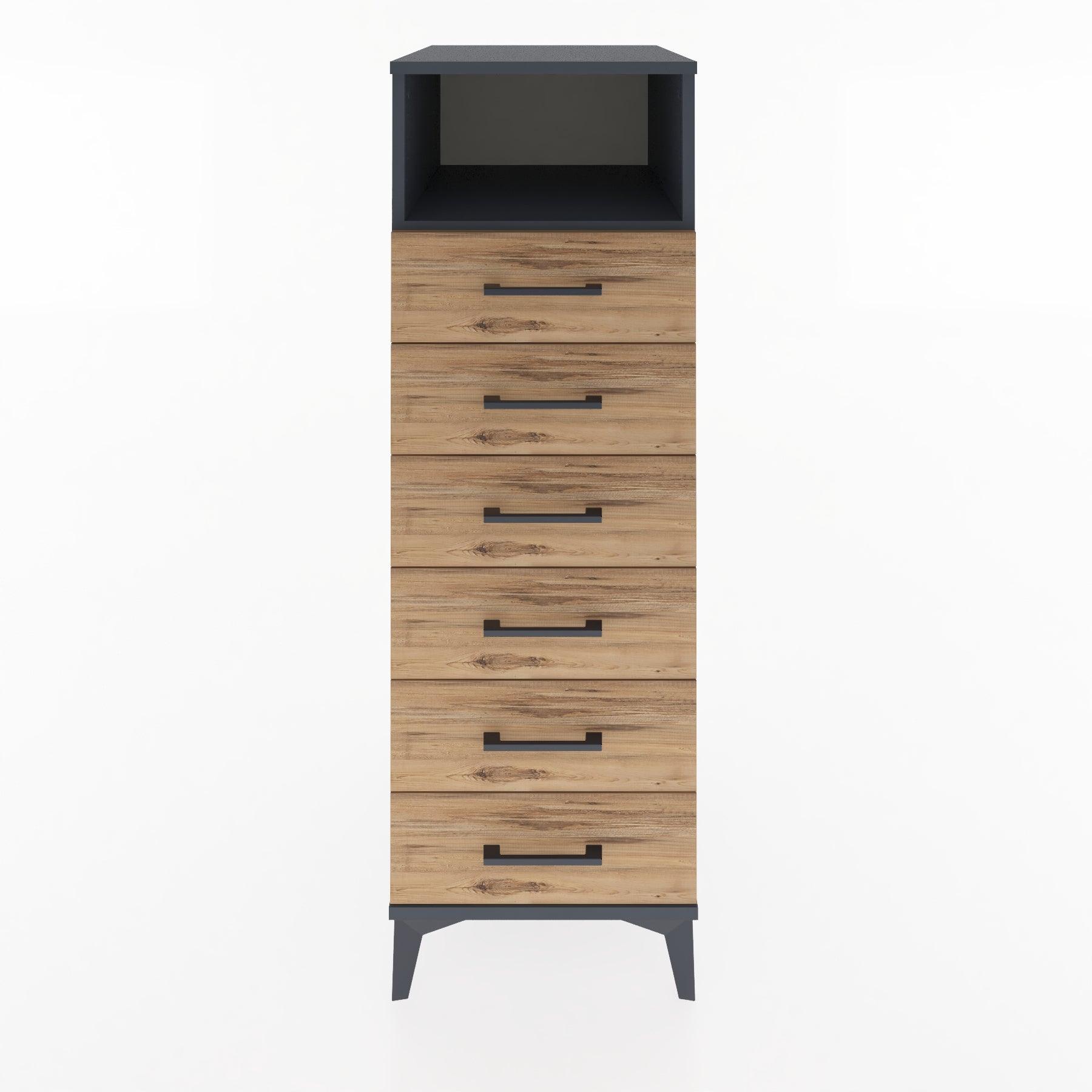 Woodntry Modular Cabinet Anthracite 44x30x122 cm with Drawers and Shelves CR129-2