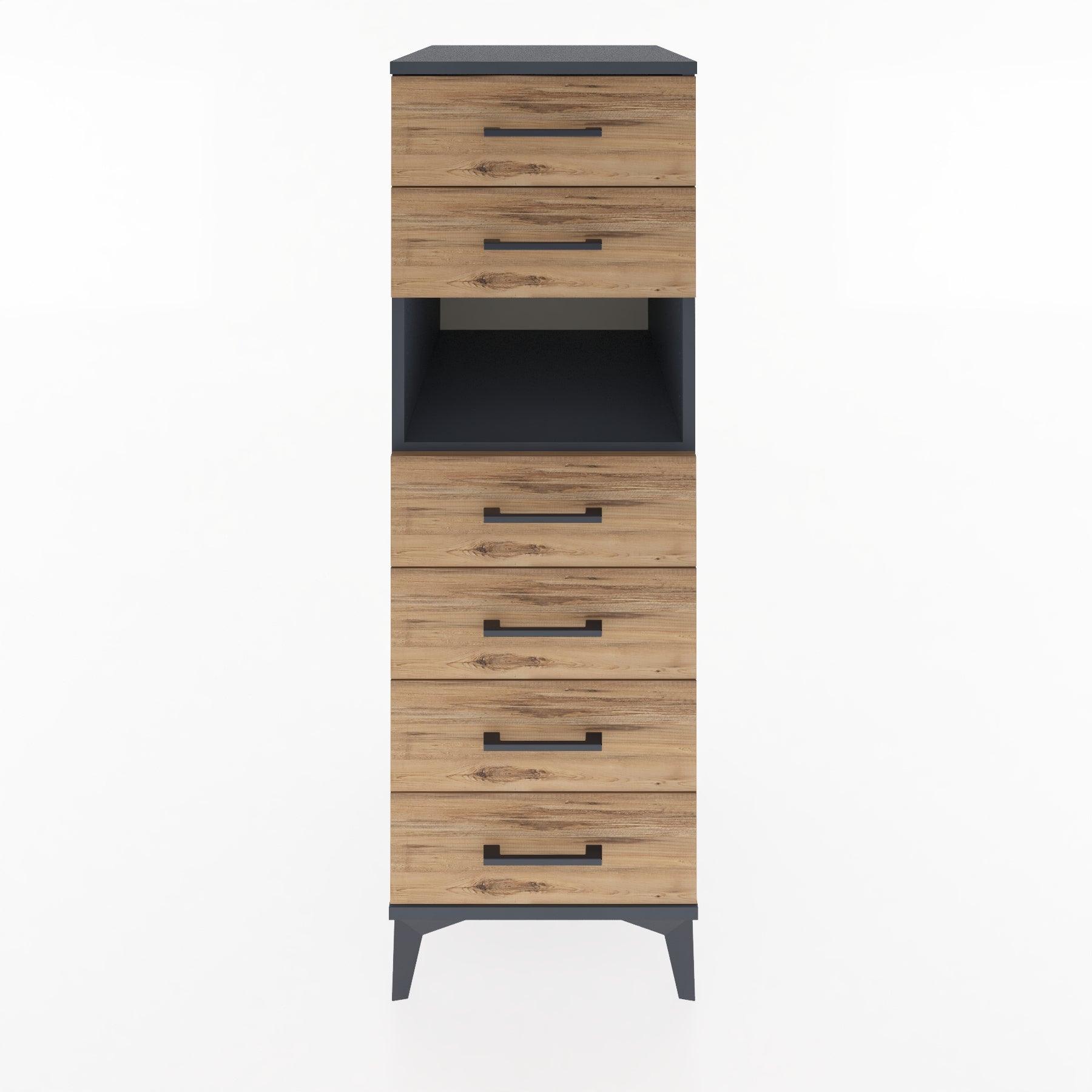 Woodntry Modular Cabinet Anthracite 44x59x122 cm with Drawers and Shelves CR130-2