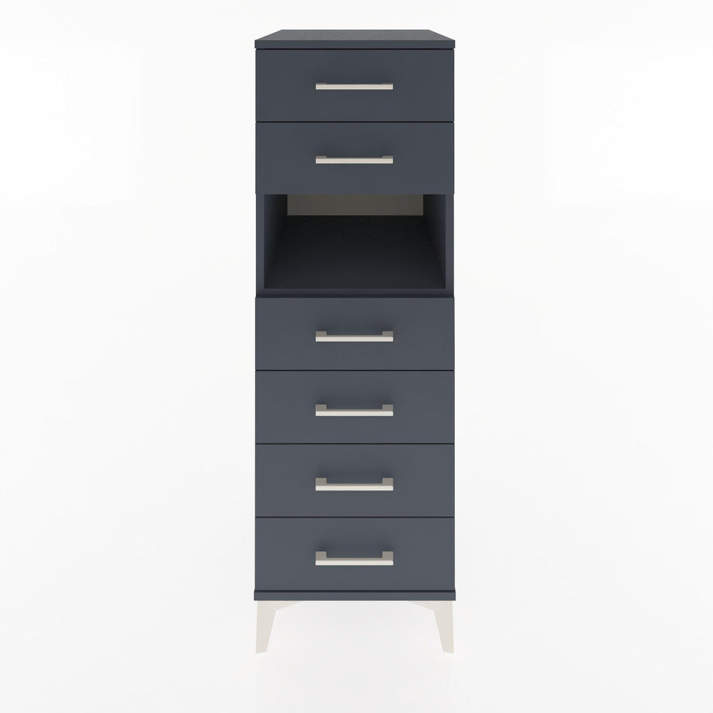 Woodntry Modüler Dolap Antrasit 44x30x122 cm Çekmeceli ve Raflı CR130-2