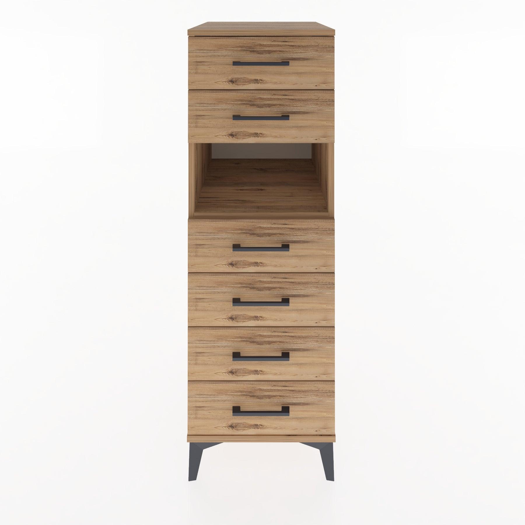 Woodntry Modüler Dolap Çam 44x30x122 cm Çekmeceli ve Raflı CR130-3