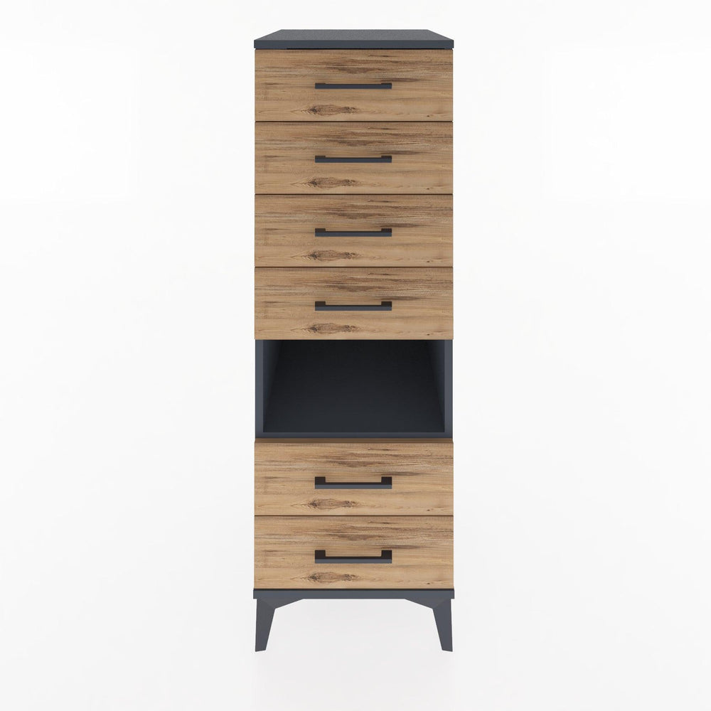 Woodntry Modular Cabinet Anthracite 44x30x122 cm with Drawers and Shelves CR131-2
