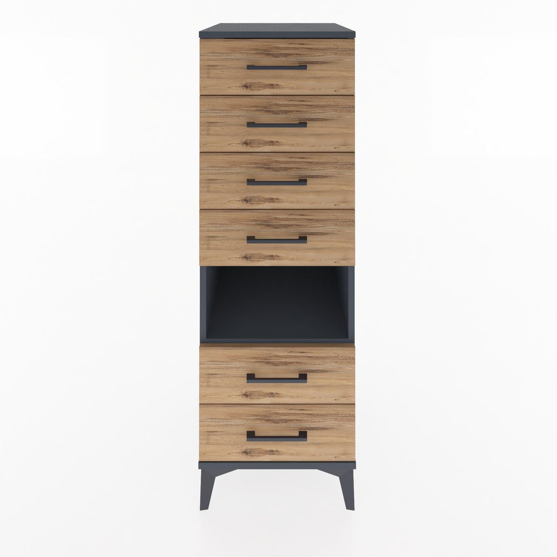 Woodntry Modular Cabinet Anthracite 44x59x122 cm with Drawers and Shelves CR131-2
