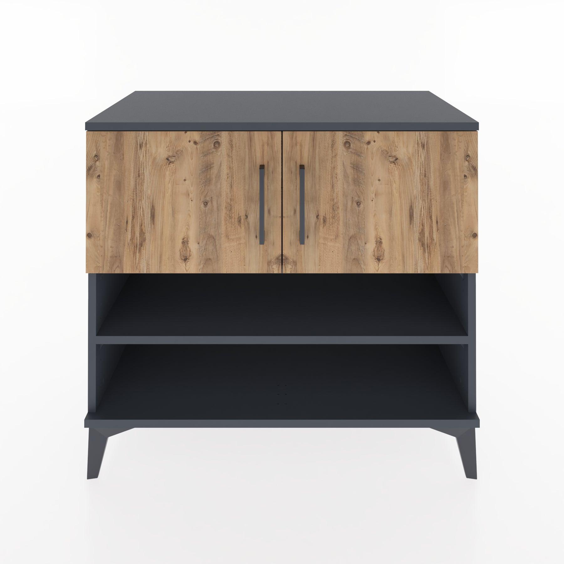 Woodntry Modüler Şifonyer Antrasit 88x44x68 cm Kapaklı ve Raflı KR32-2
