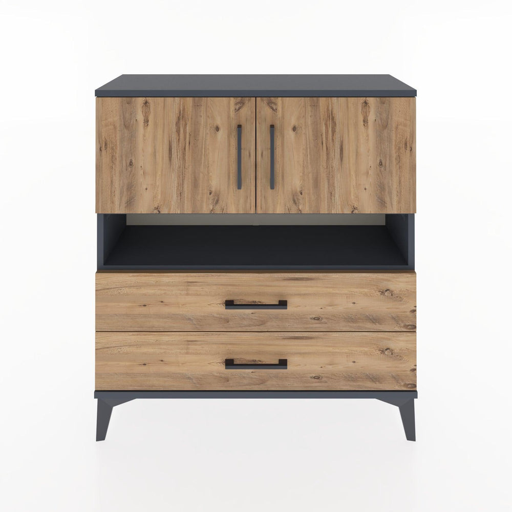 Woodntry Modüler Şifonyer Antrasit 88x30x84 cm Fonksiyonel F33-2