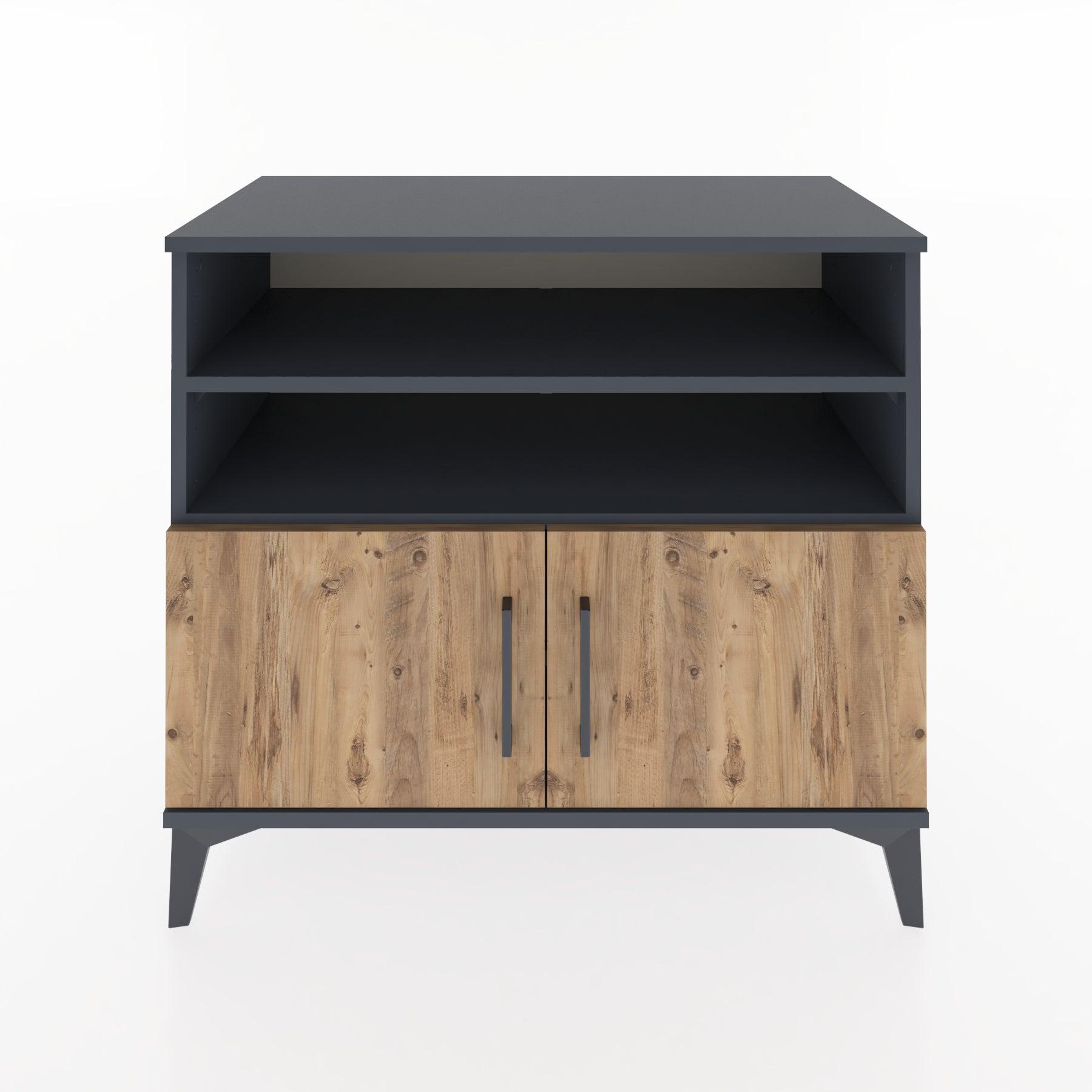Woodntry Modüler Şifonyer Antrasit 88x44x68 cm Kapaklı ve Raflı KR33-2