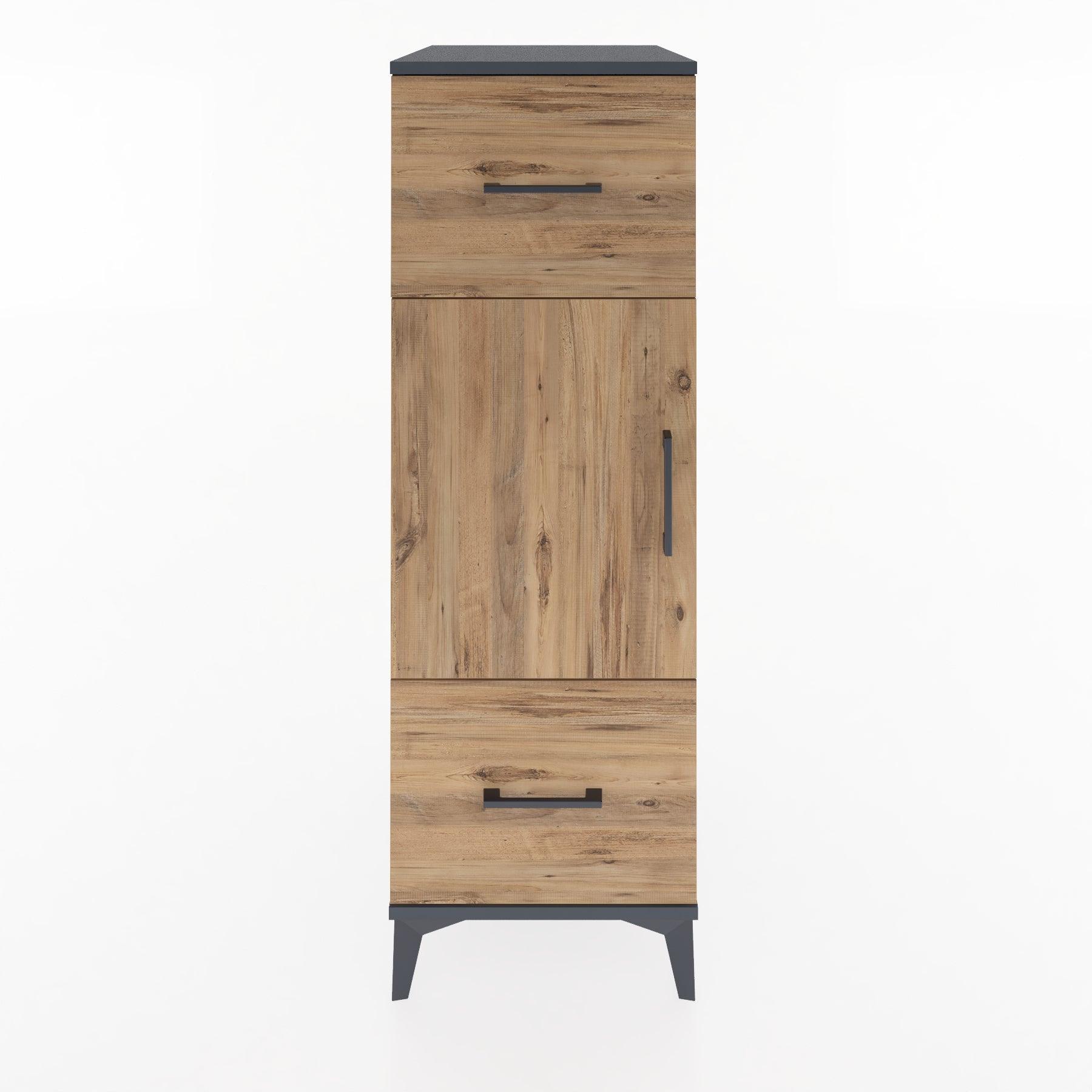 Woodntry Modular Cabinet Anthracite 44x30x122 cm with Doors and Drawers KC33-2