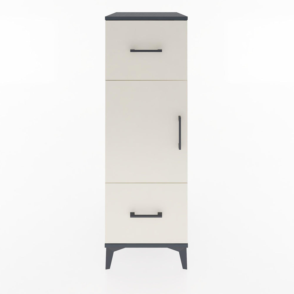 Woodntry Modüler Dolap Antrasit 44x30x122 cm Kapaklı ve Çekmeceli KC33-2