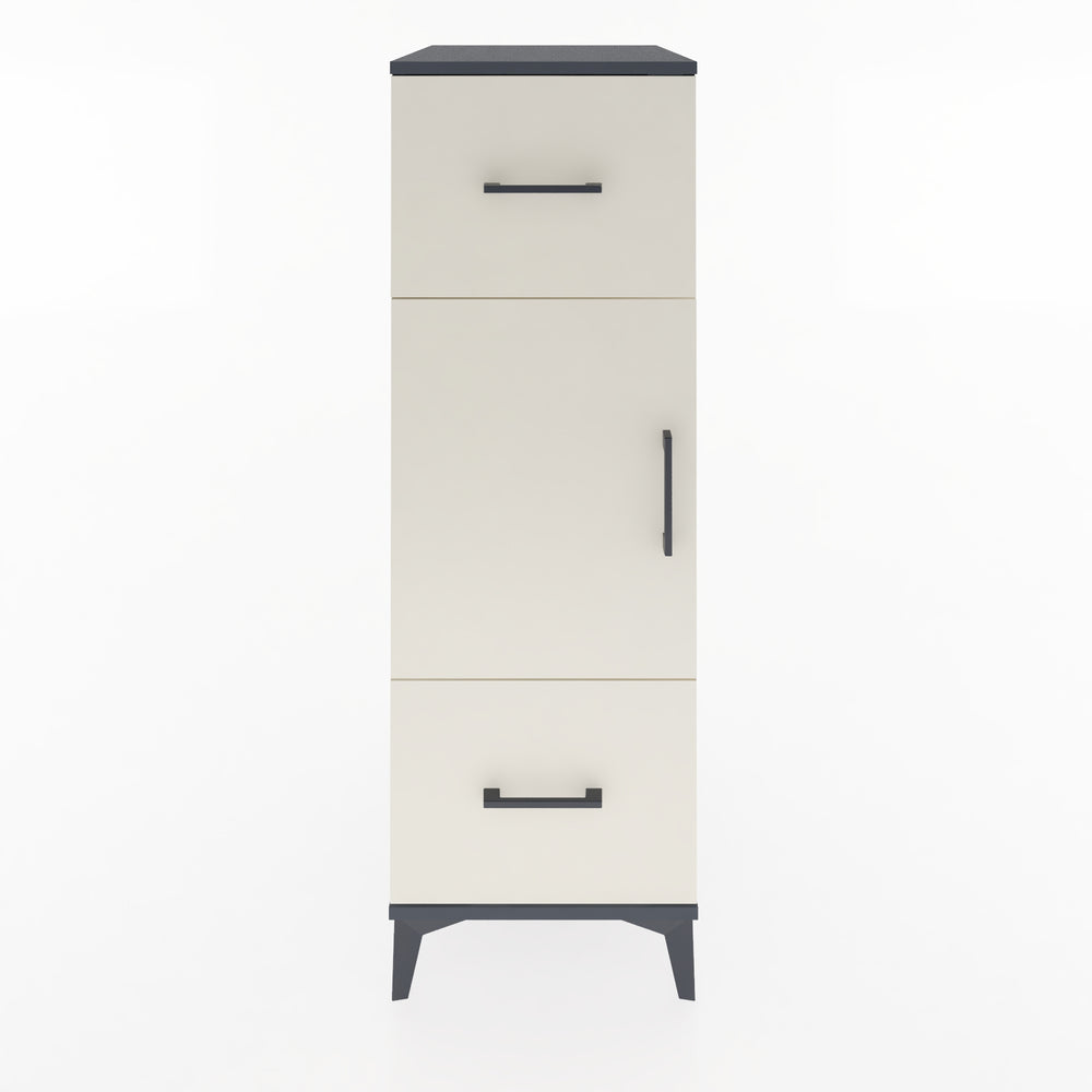 Woodntry Modüler Dolap Antrasit 44x59x122 cm Kapaklı ve Çekmeceli KC33-2