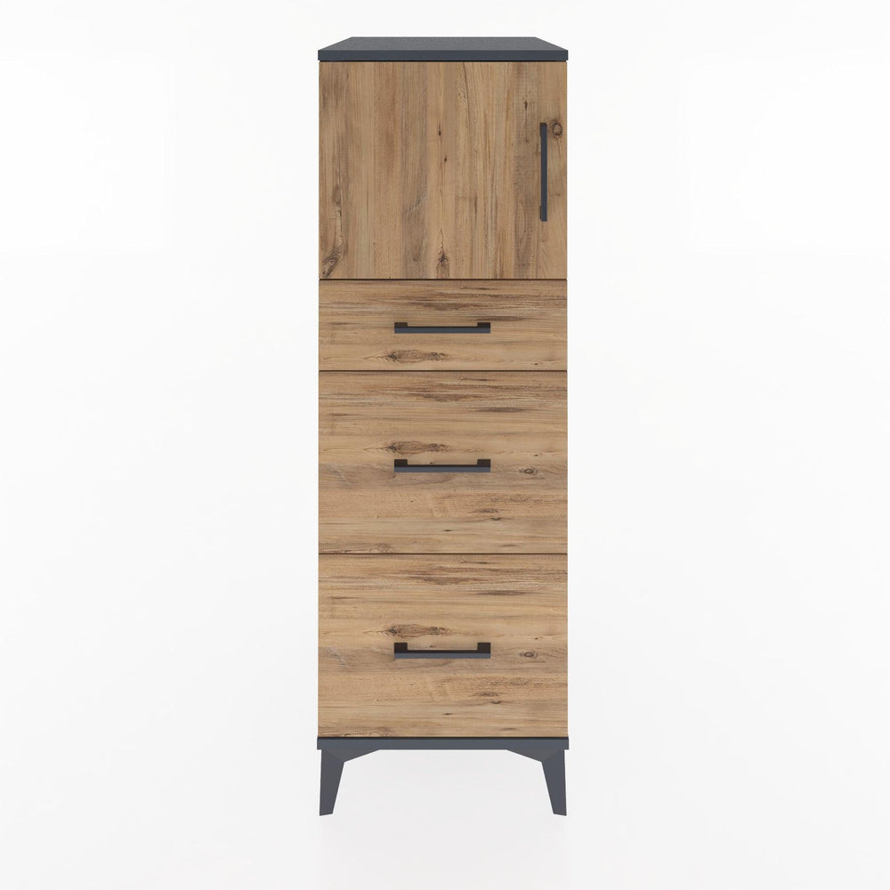 Woodntry Modular Cabinet Anthracite 44x30x122 cm with Doors and Drawers KC34-2