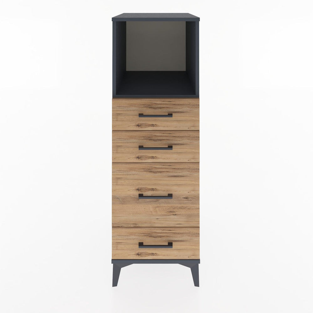 Woodntry Modüler Dolap Antrasit 44x30x122 cm Çekmeceli ve Raflı CR84-2