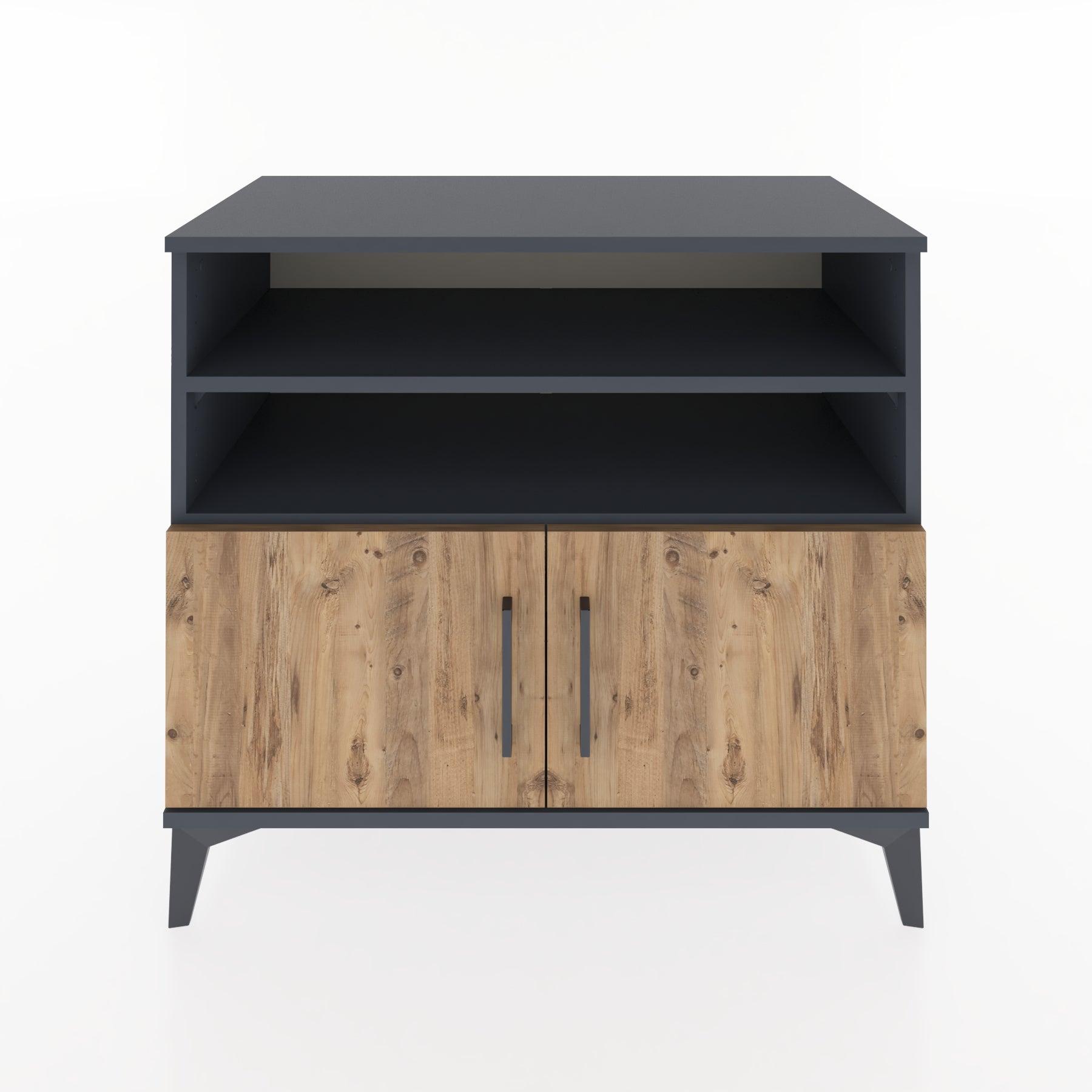 Woodntry Modüler Şifonyer Antrasit 88x44x68 cm Kapaklı ve Raflı KR34-2