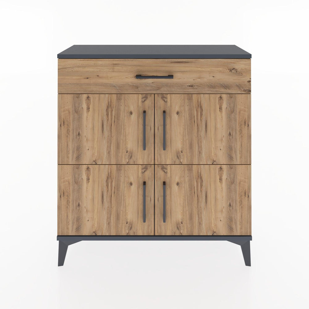 Woodntry Modüler Şifonyer Antrasit 88x30x84 cm Kapaklı ve Çekmeceli KC36-2