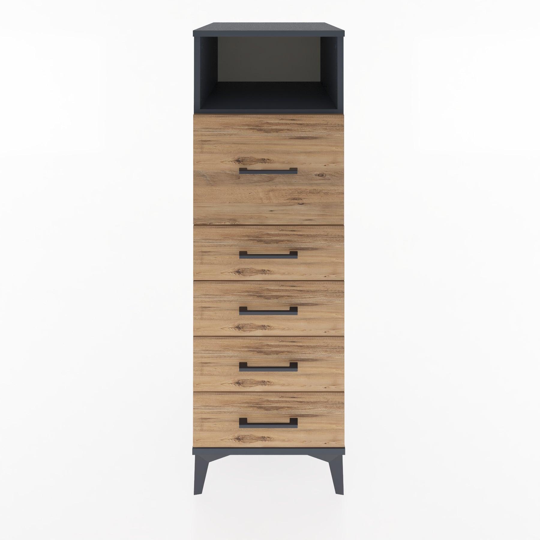 Woodntry Modular Cabinet Anthracite 44x30x122 cm with Drawers and Shelves CR86-2