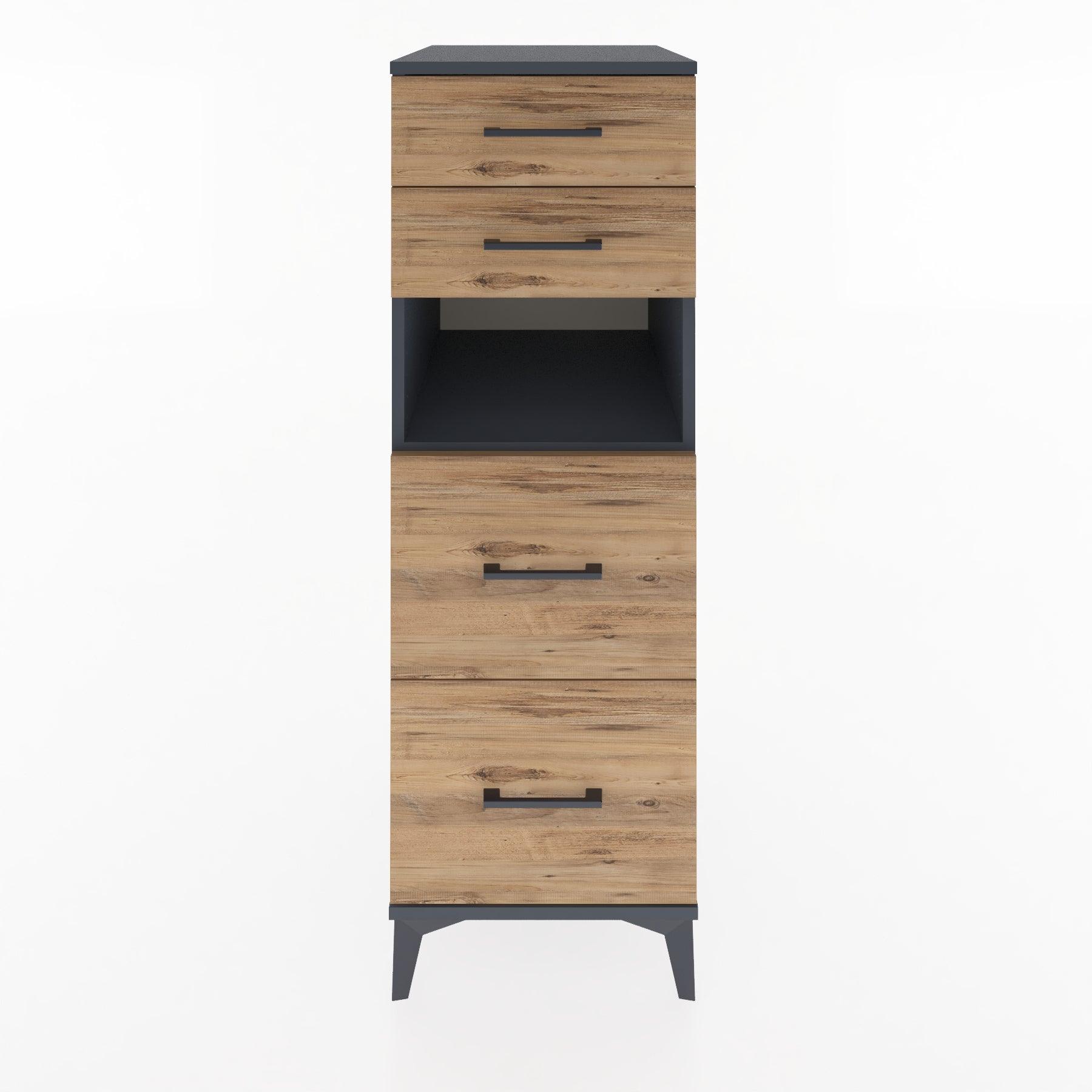 Woodntry Modular Cabinet Anthracite 44x30x122 cm with Drawers and Shelves CR36-2