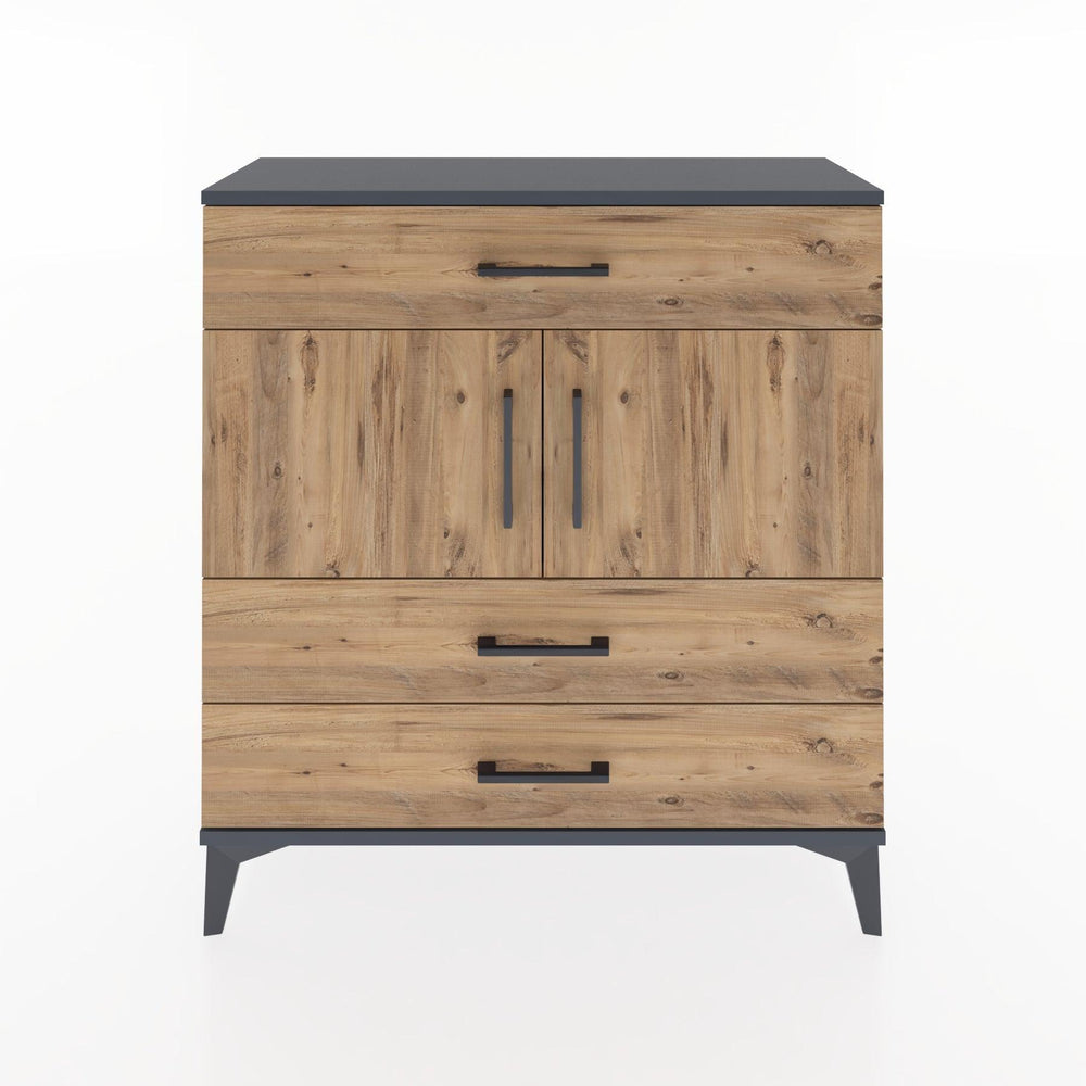 Woodntry Modüler Şifonyer Antrasit 88x30x84 cm Kapaklı ve Çekmeceli KC37-2