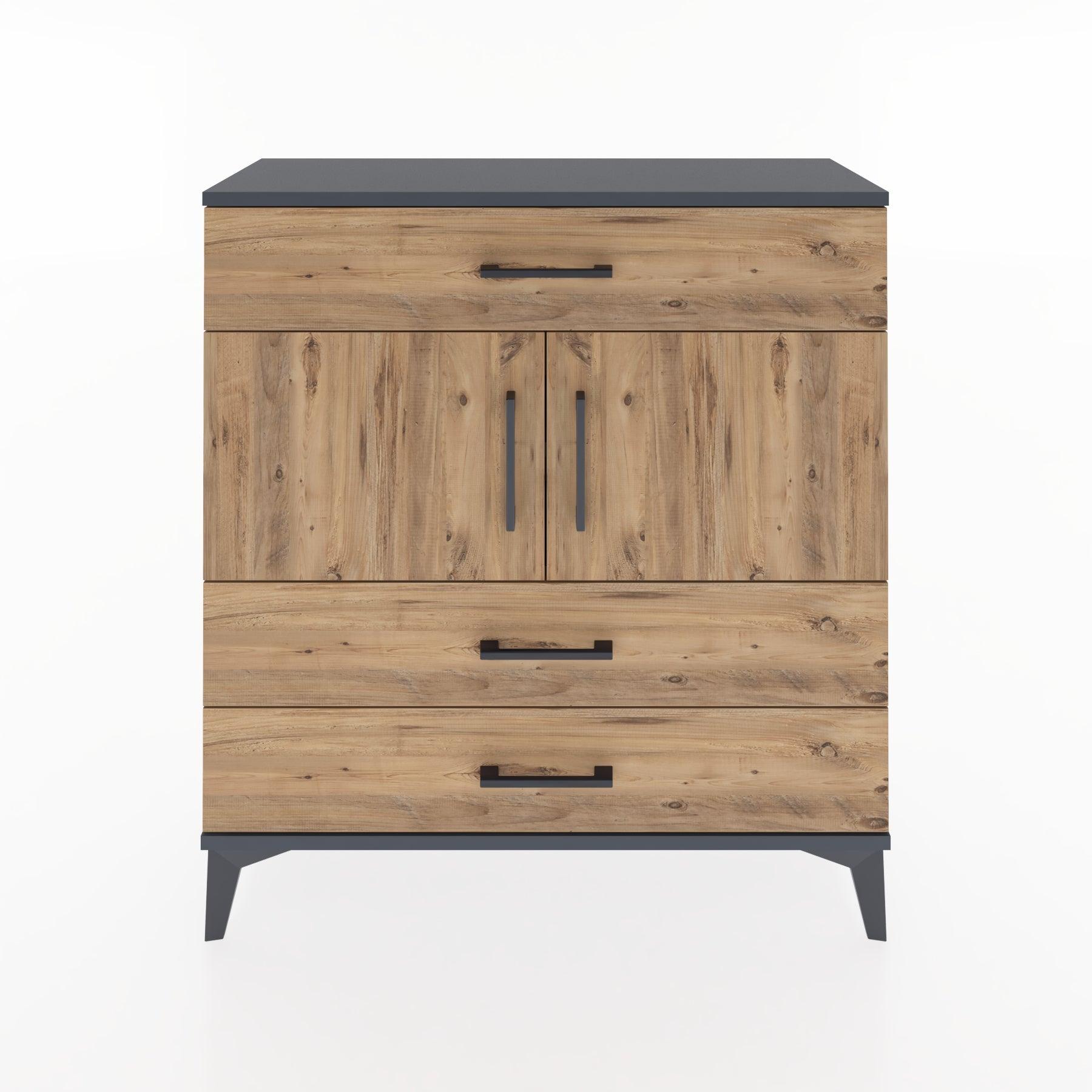 Woodntry Modular Dresser Anthracite 88x30x84 cm with Cover and Drawer KC37-2
