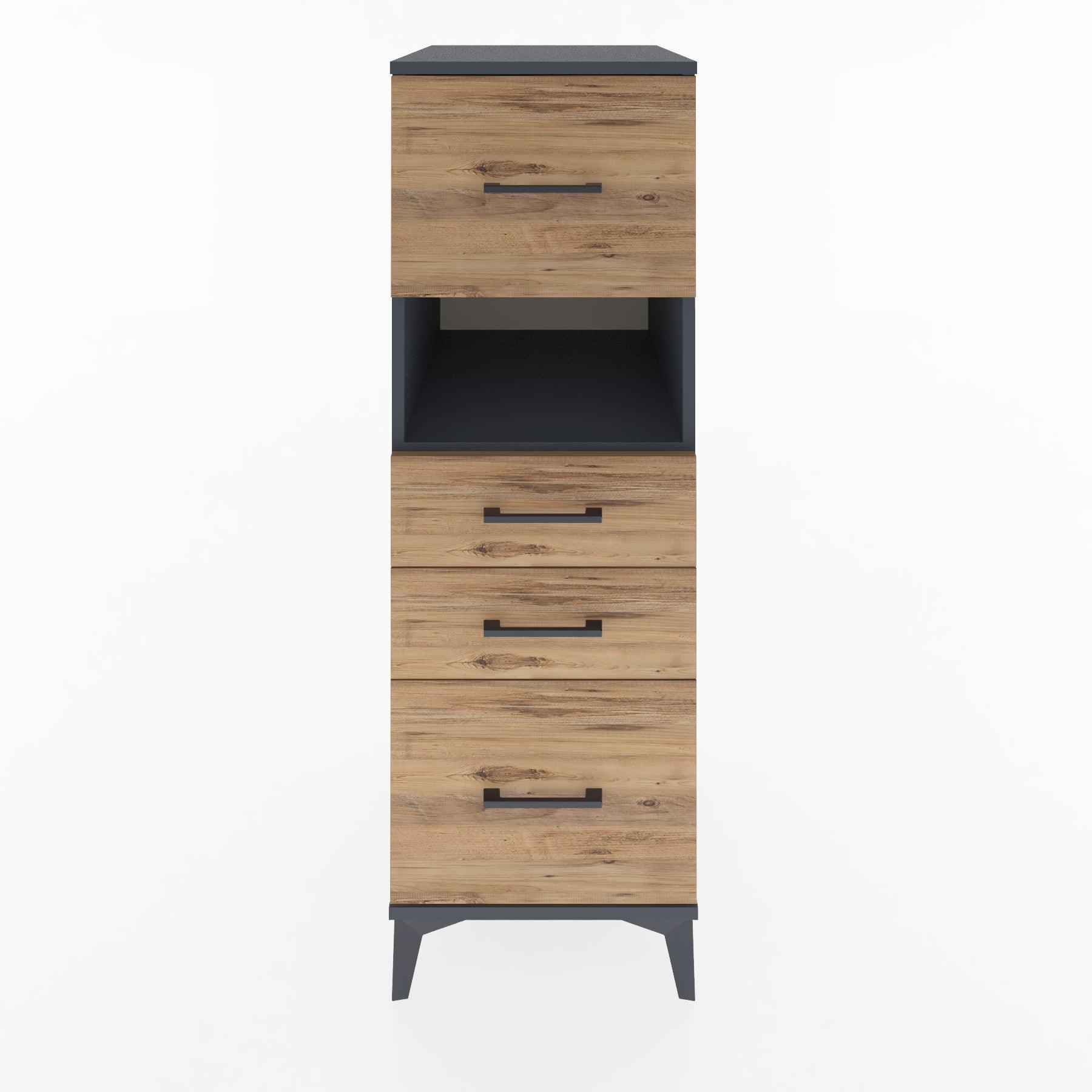 Woodntry Modular Cabinet Anthracite 44x30x122 cm with Drawers and Shelves CR38-2