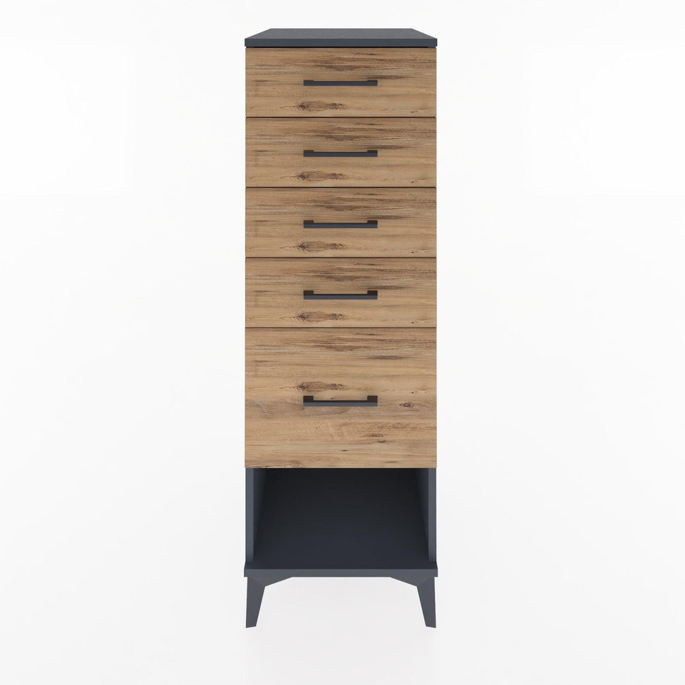 Woodntry Modüler Dolap Antrasit 44x30x122 cm Çekmeceli ve Raflı CR88-2