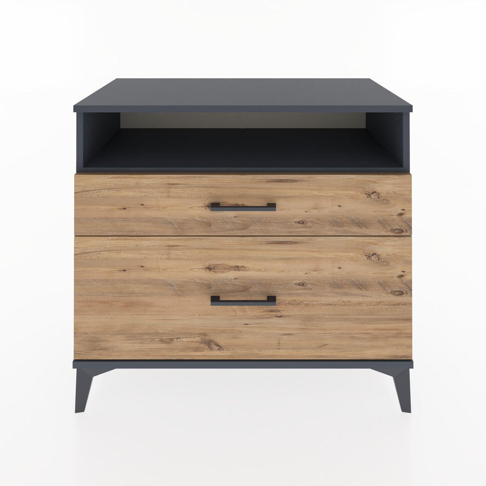 Woodntry Modüler Şifonyer Antrasit 88x44x68 cm Çekmeceli ve Raflı CR39-2