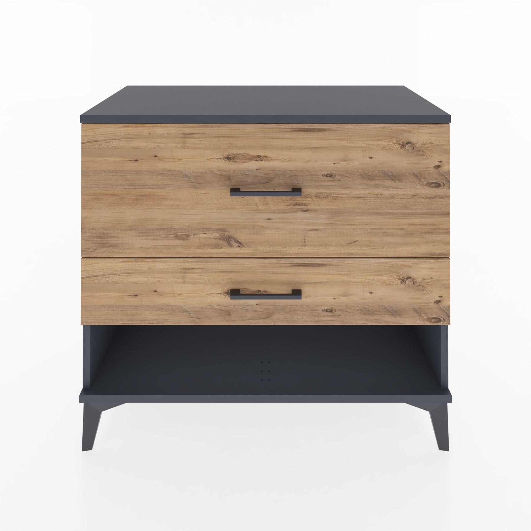 Woodntry Modüler Şifonyer Antrasit 88x44x68 cm Çekmeceli ve Raflı CR40-2