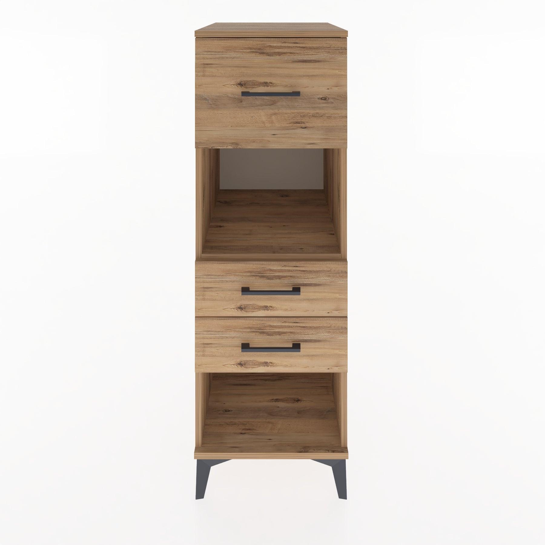 Woodntry Modüler Dolap Çam 44x30x122 cm Çekmeceli ve Raflı CR91-3