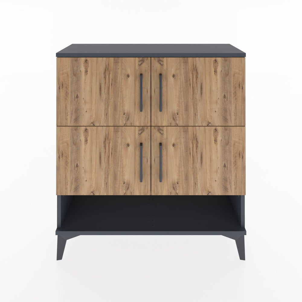 Woodntry Modüler Şifonyer Antrasit 88x30x84 cm Kapaklı ve Raflı KR42-2