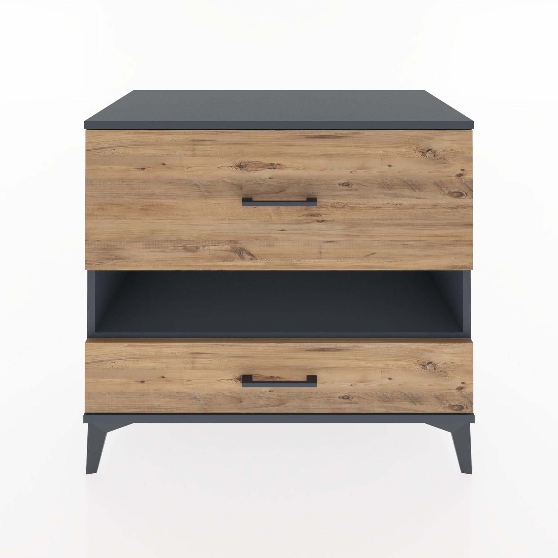 Woodntry Modüler Şifonyer Antrasit 88x44x68 cm Çekmeceli ve Raflı CR42-2