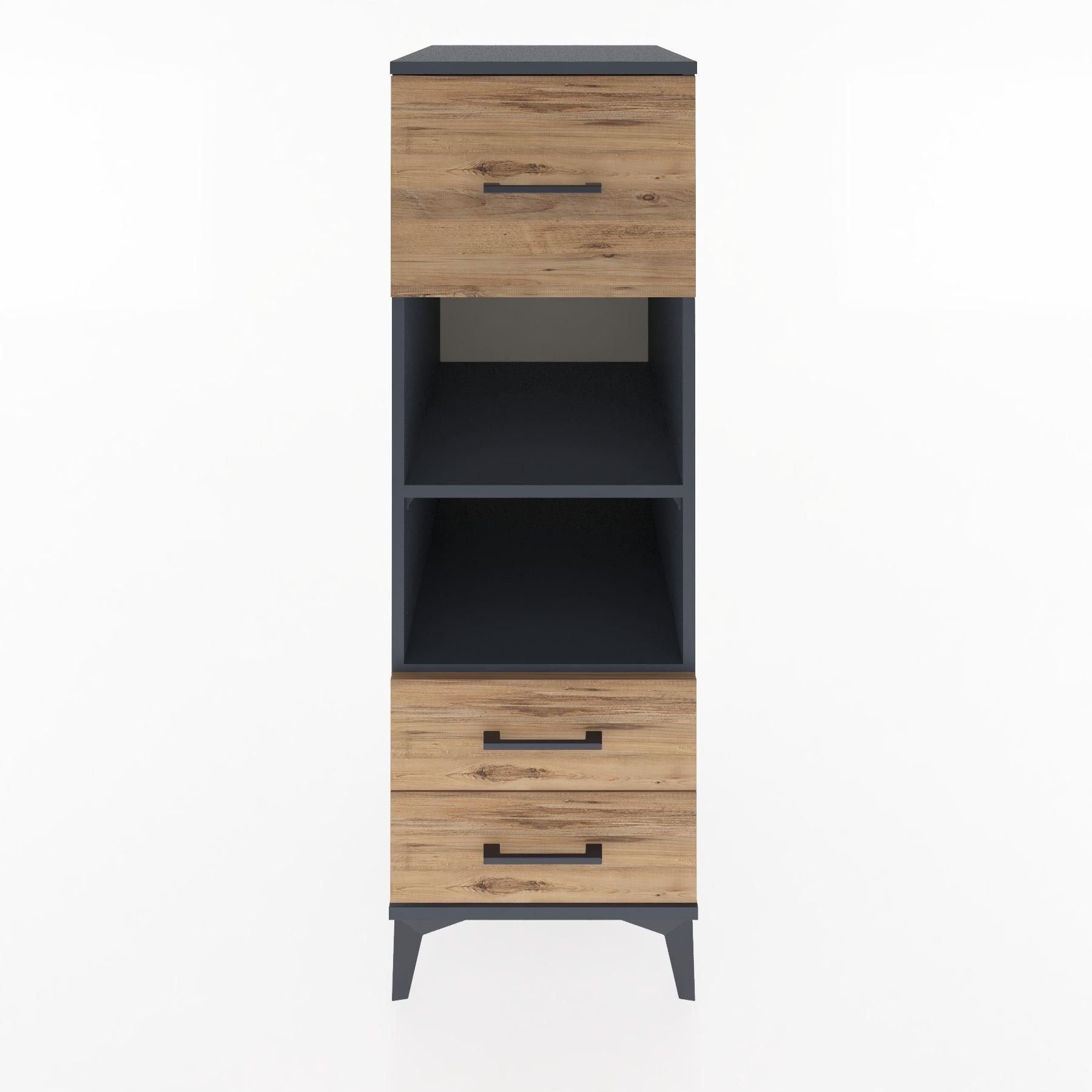 Woodntry Modular Cabinet Anthracite 44x30x122 cm with Drawers and Shelves CR92-2