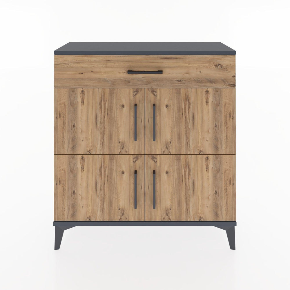 Woodntry Modüler Şifonyer Antrasit 88x30x84 cm Kapaklı ve Çekmeceli KC43-2