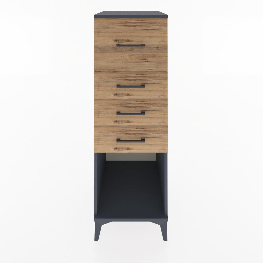 Woodntry Modüler Dolap Antrasit 44x30x122 cm Çekmeceli ve Raflı CR93-2