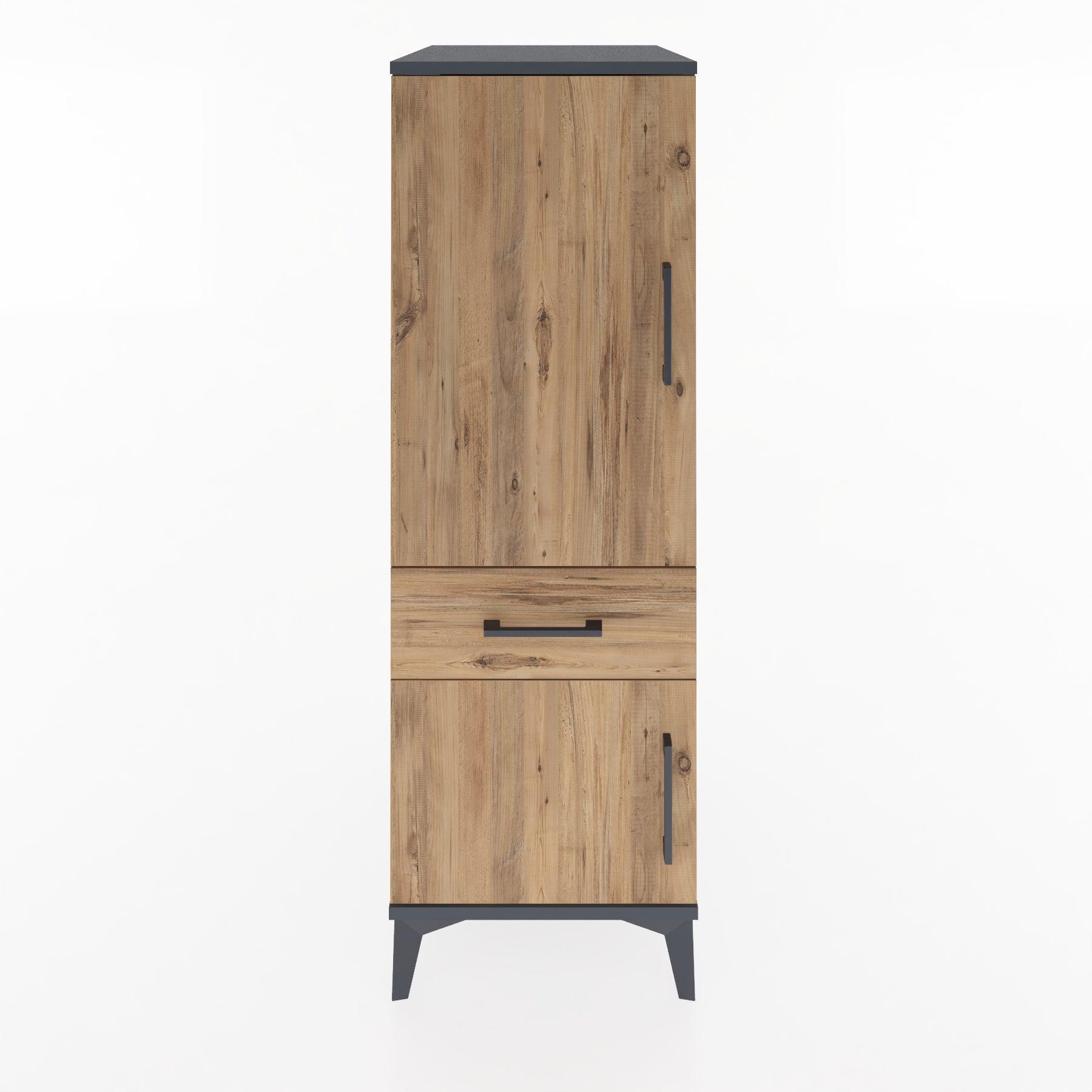 Woodntry Modular Cabinet Anthracite 44x59x122 cm with Doors and Drawers KC133-2