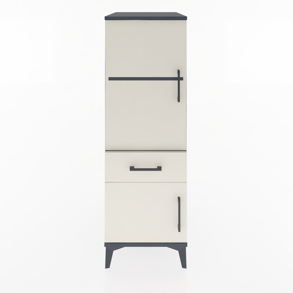 Woodntry Modüler Dolap Antrasit 44x59x122 cm Kapaklı ve Çekmeceli KC44-2