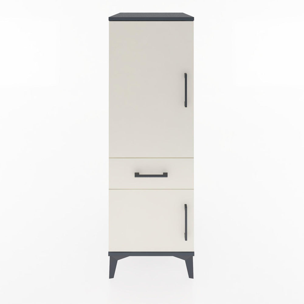 Woodntry Modüler Dolap Antrasit 44x30x122 cm Kapaklı ve Çekmeceli KC133-2