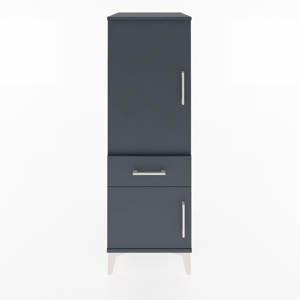 Woodntry Modüler Dolap Antrasit 44x59x122 cm Kapaklı ve Çekmeceli KC44-2