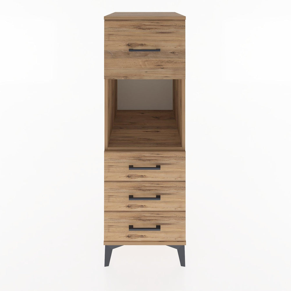 Woodntry Modüler Dolap Çam 44x30x122 cm Çekmeceli ve Raflı CR94-3